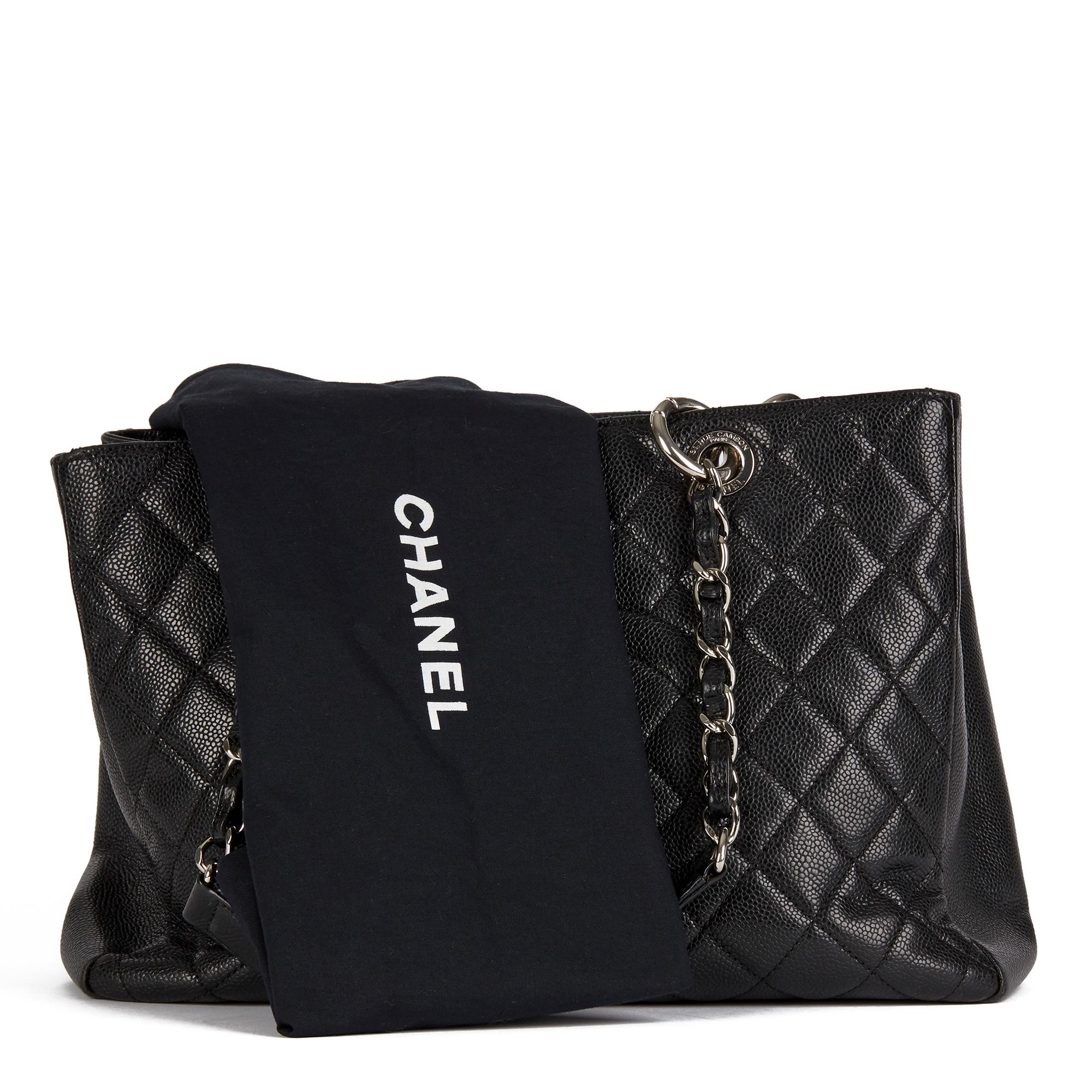 2013 Chanel Black Quilted Caviar Leather Grand Shopping Tote  8