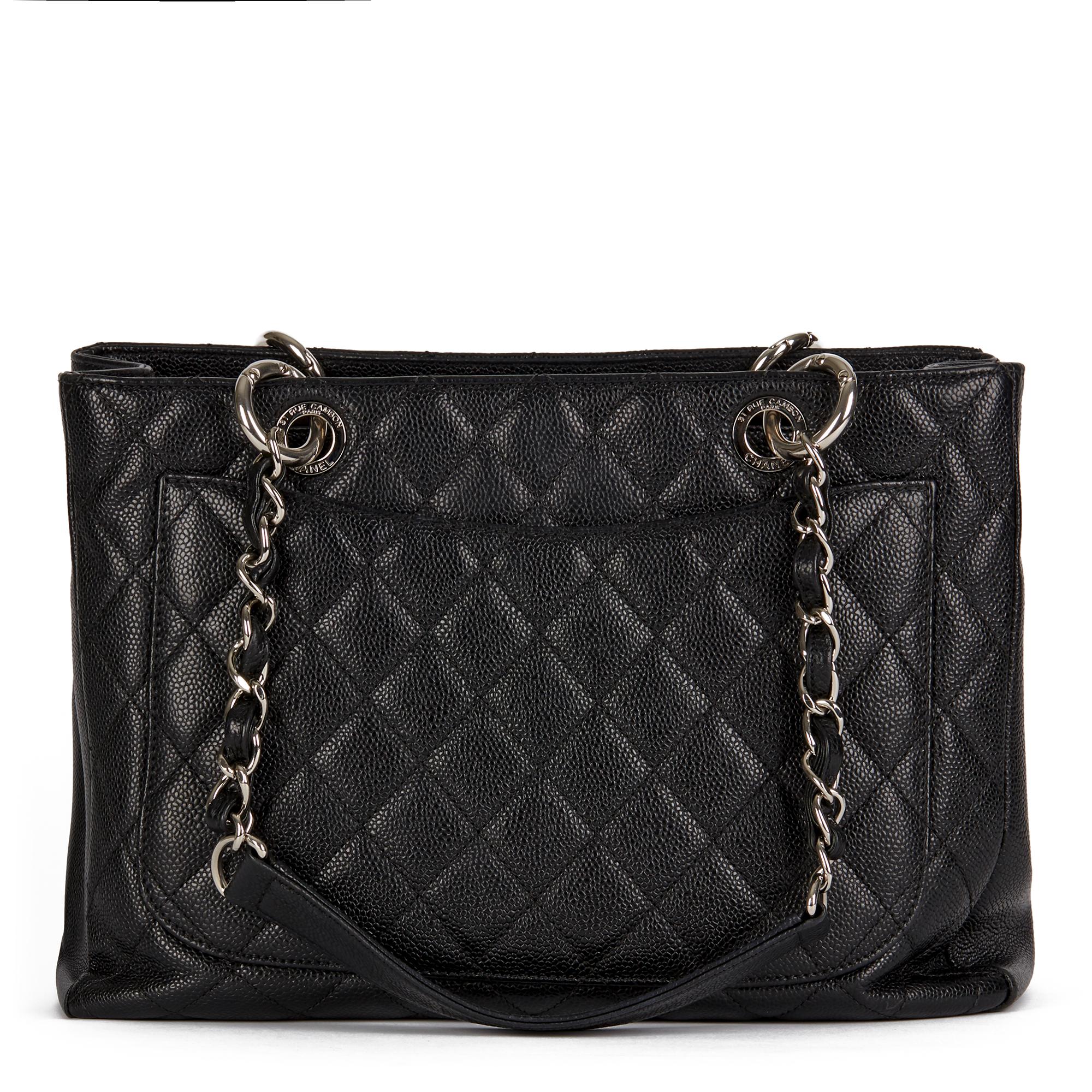 2013 Chanel Black Quilted Caviar Leather Grand Shopping Tote  1