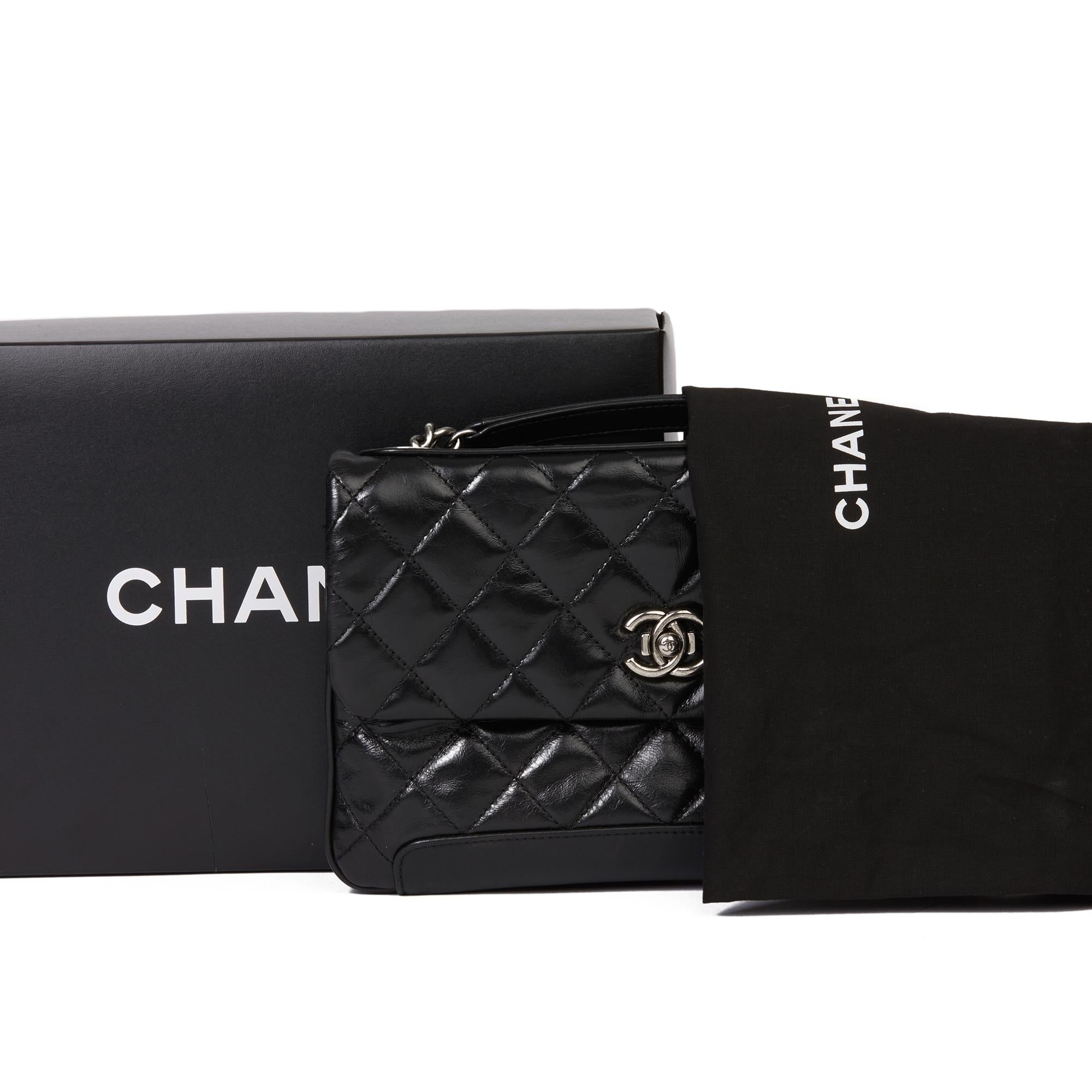 2013 Chanel Black Quilted Glazed Calfskin Leather Classic Single Flap Bag 6