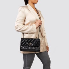 2013 Chanel Black Quilted Glazed Calfskin Leather Classic Single Flap Bag