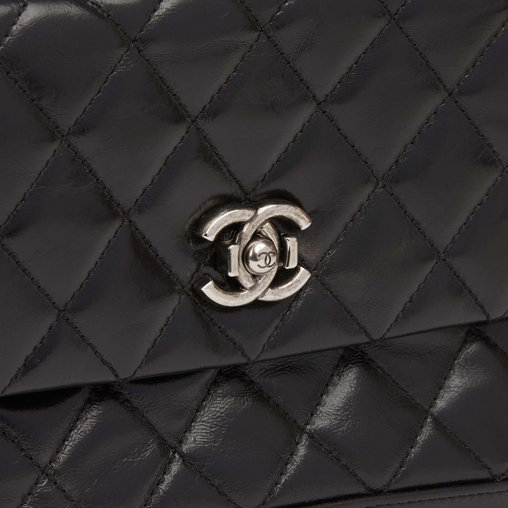 2013 Chanel Black Quilted Glazed Calfskin Leather Classic Single Flap Bag 2