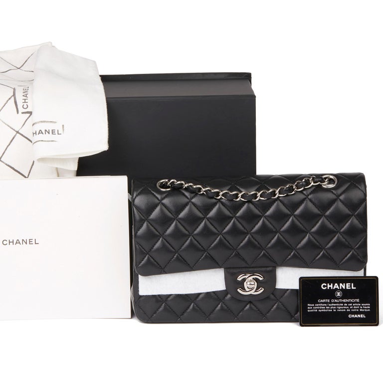 2013 Chanel Black Quilted Caviar Leather Medium Classic Double