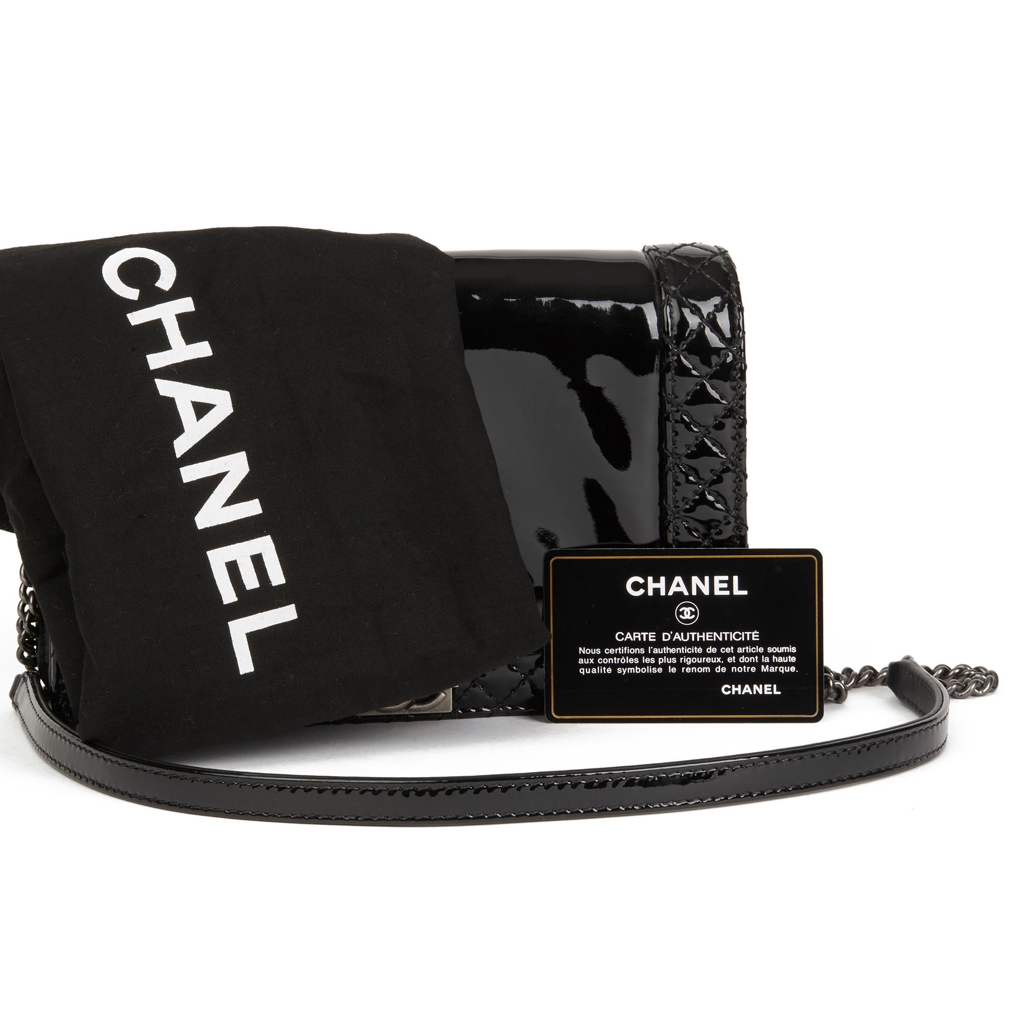 2013 Chanel Black Quilted Patent Leather Small Le Boy Reverso 7