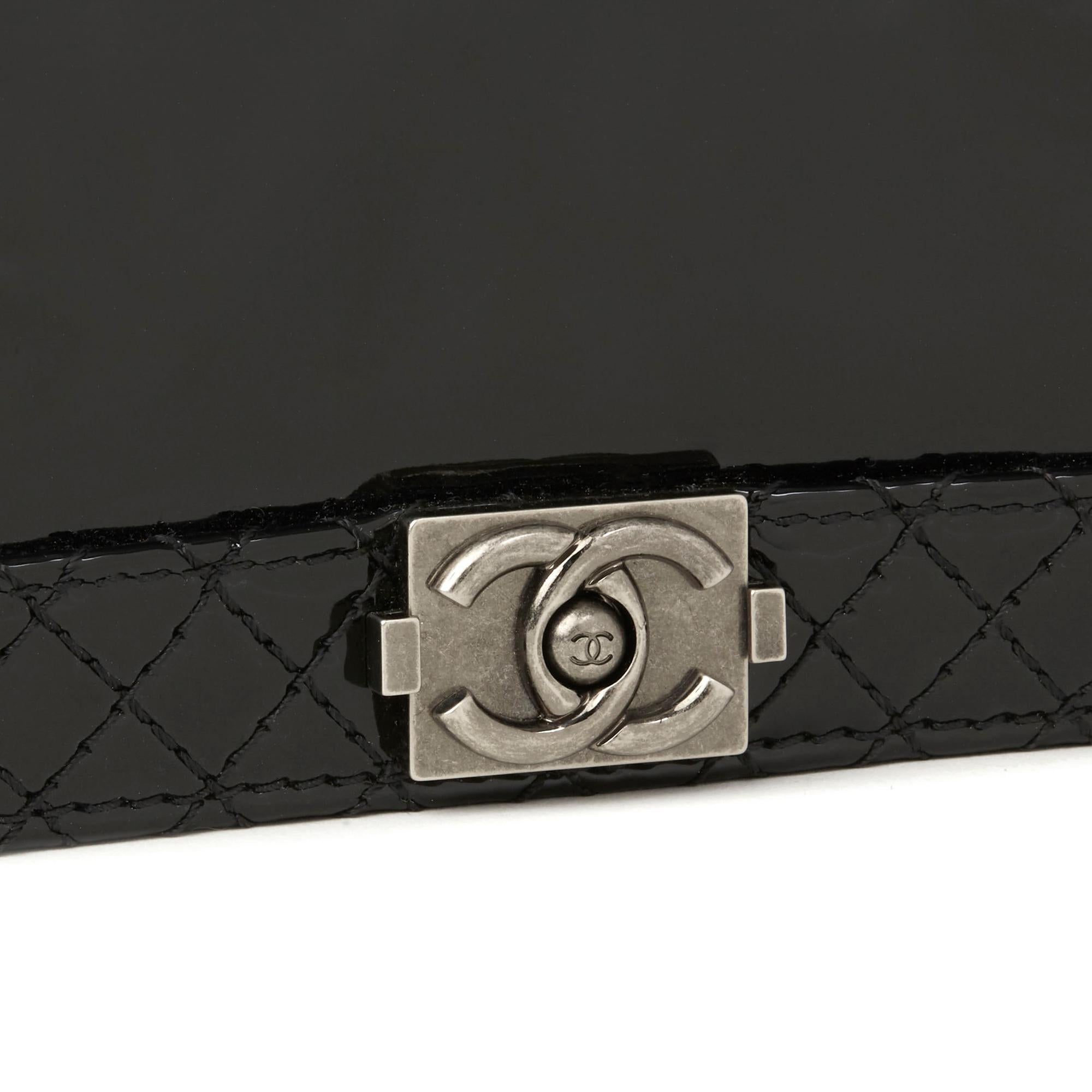 2013 Chanel Black Quilted Patent Leather Small Le Boy Reverso 2