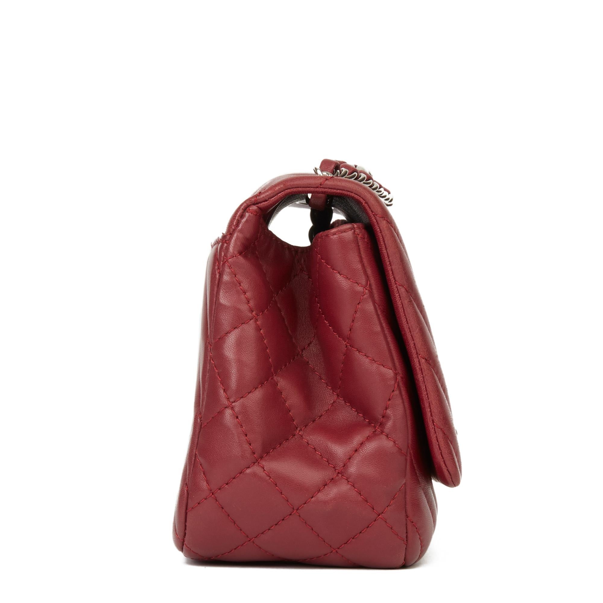 Brown 2013 Chanel Burgundy Chevron Quilted Lambskin Classic Single Flap Bag