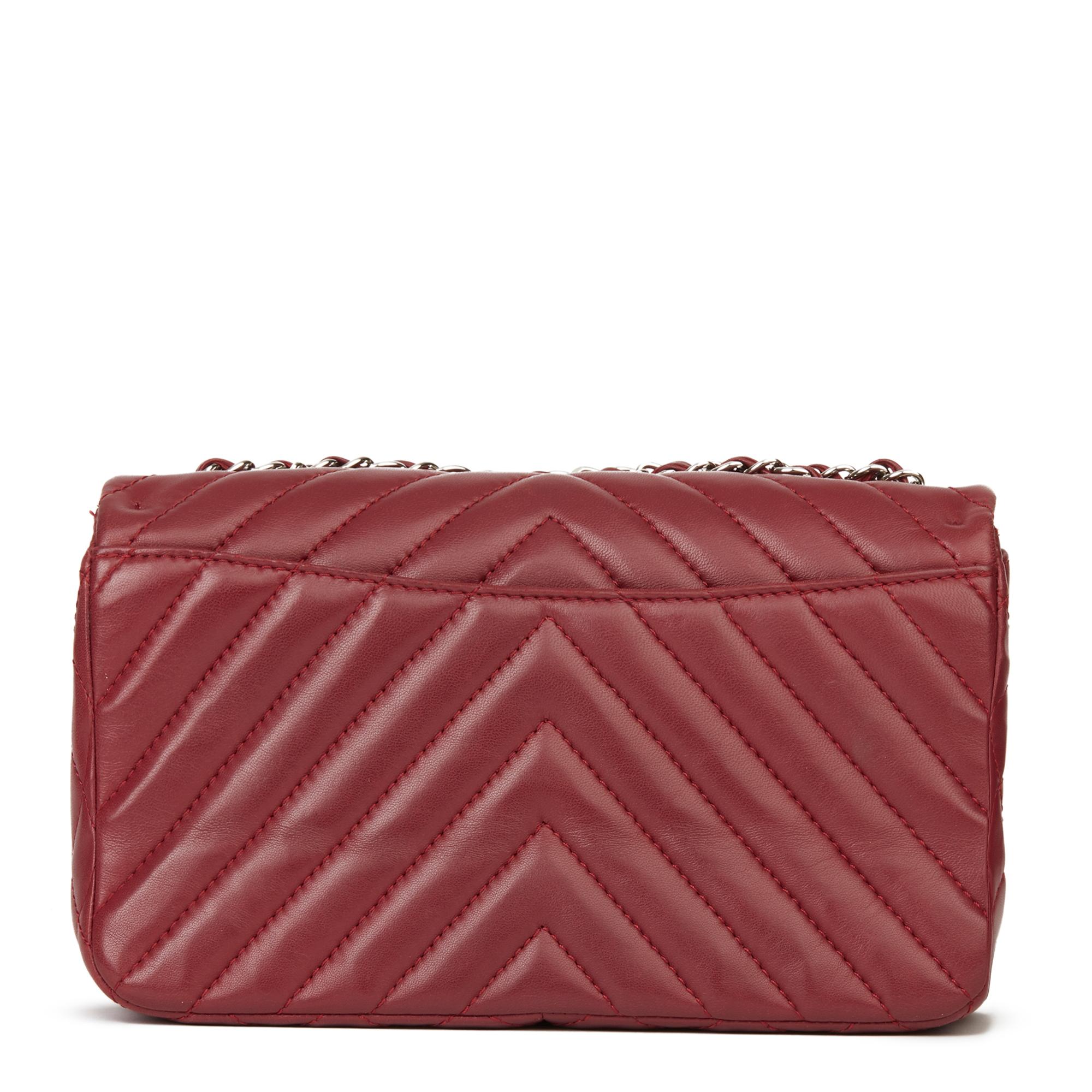 Women's 2013 Chanel Burgundy Chevron Quilted Lambskin Classic Single Flap Bag