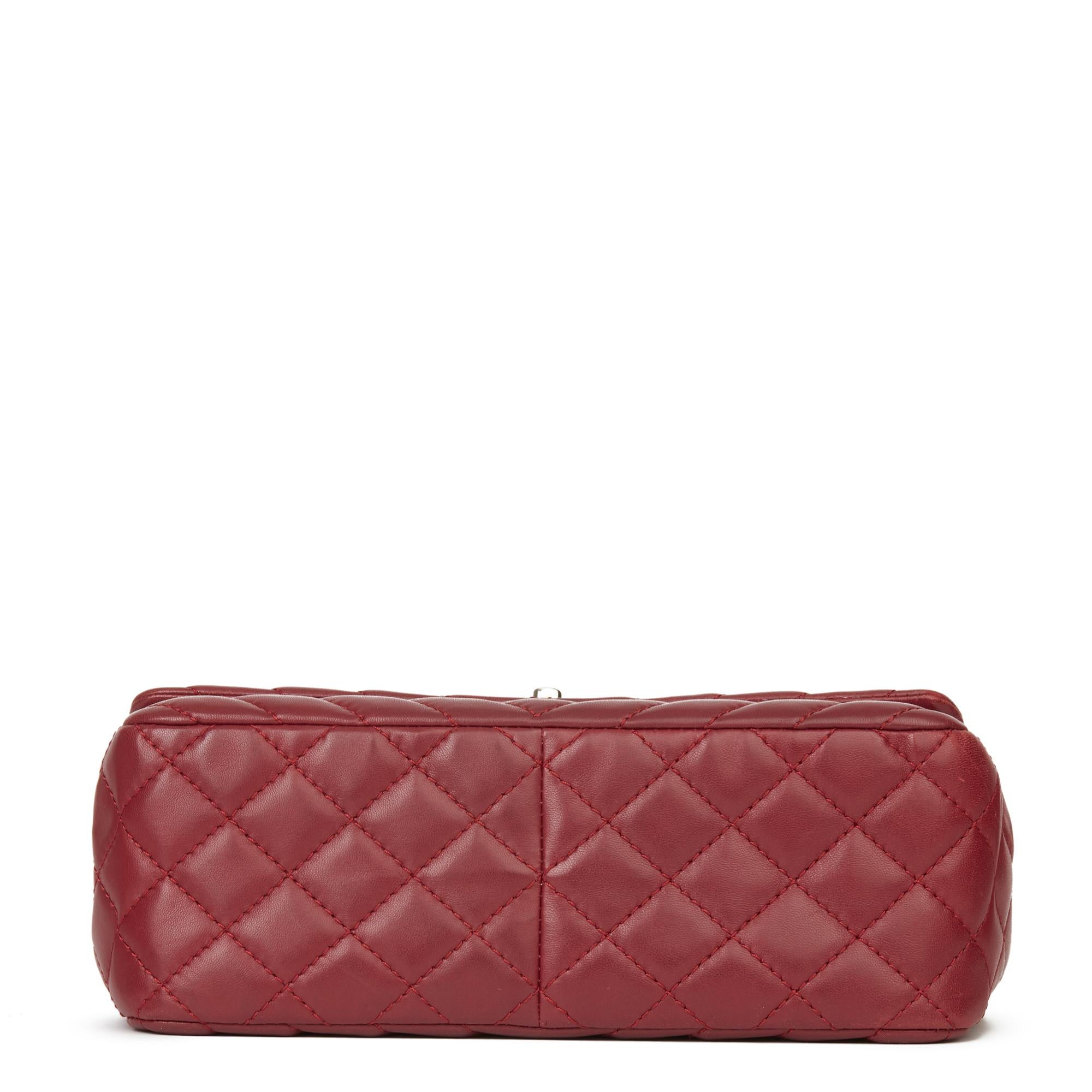 2013 Chanel Burgundy Chevron Quilted Lambskin Classic Single Flap Bag 1