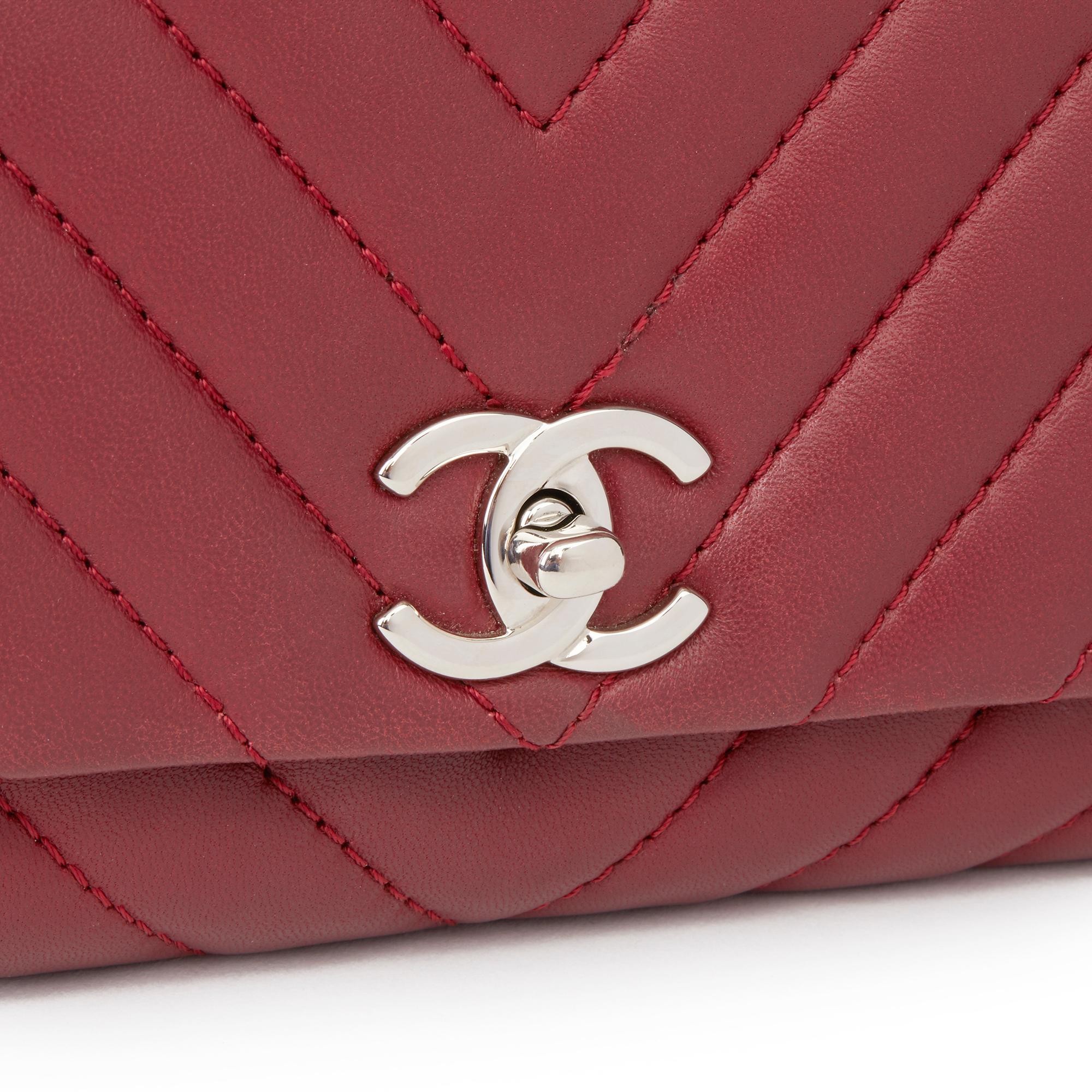2013 Chanel Burgundy Chevron Quilted Lambskin Classic Single Flap Bag 2