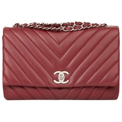 2013 Chanel Burgundy Chevron Quilted Lambskin Classic Single Flap Bag