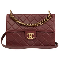 2013 Chanel Burgundy Quilted Caviar Leather Paris-Edinburgh Retro Class Flap Bag