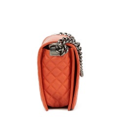 2013 Chanel Burnt Orange Quilted Calfskin Leather Medium Le Boy Reverso