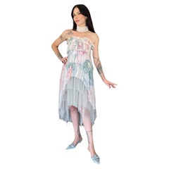 2013 Chanel by Karl Largerfeld Pastel Floral Silk & Sheer Net Strapless Dress