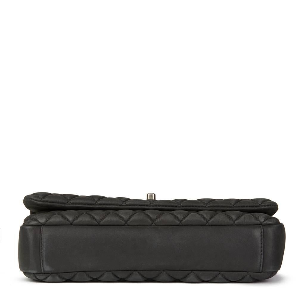 Black 2013 Chanel Dark Grey Bubble Quilted Velvet Calfskin Small Bubble Flap Bag 