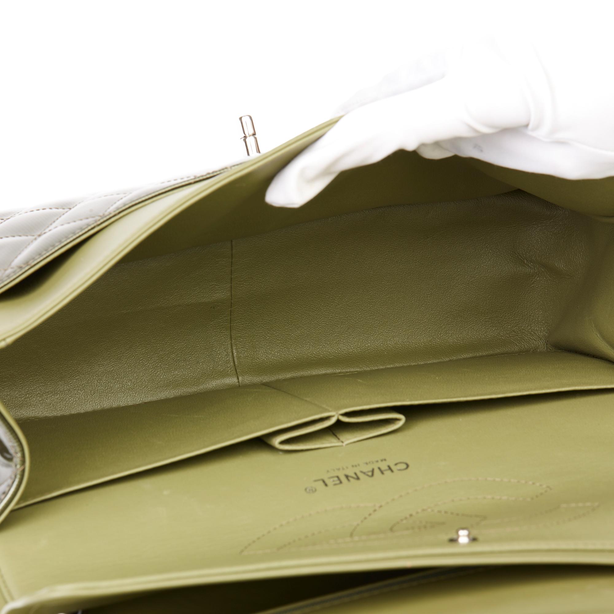 2013 Chanel Green  Patent Quilted Leather Jumbo Classic Double Flap Bag 5