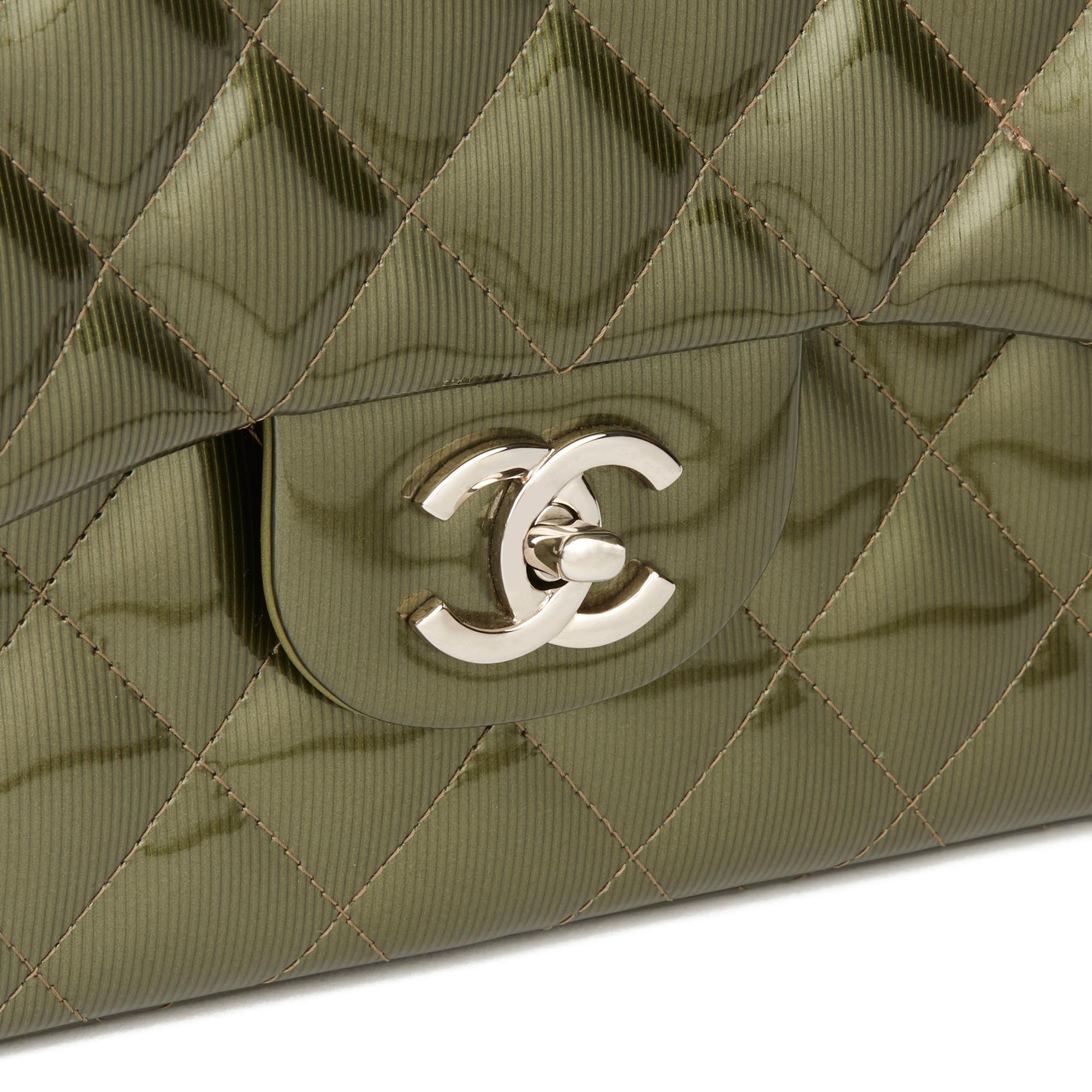 2013 Chanel Green  Patent Quilted Leather Jumbo Classic Double Flap Bag 1