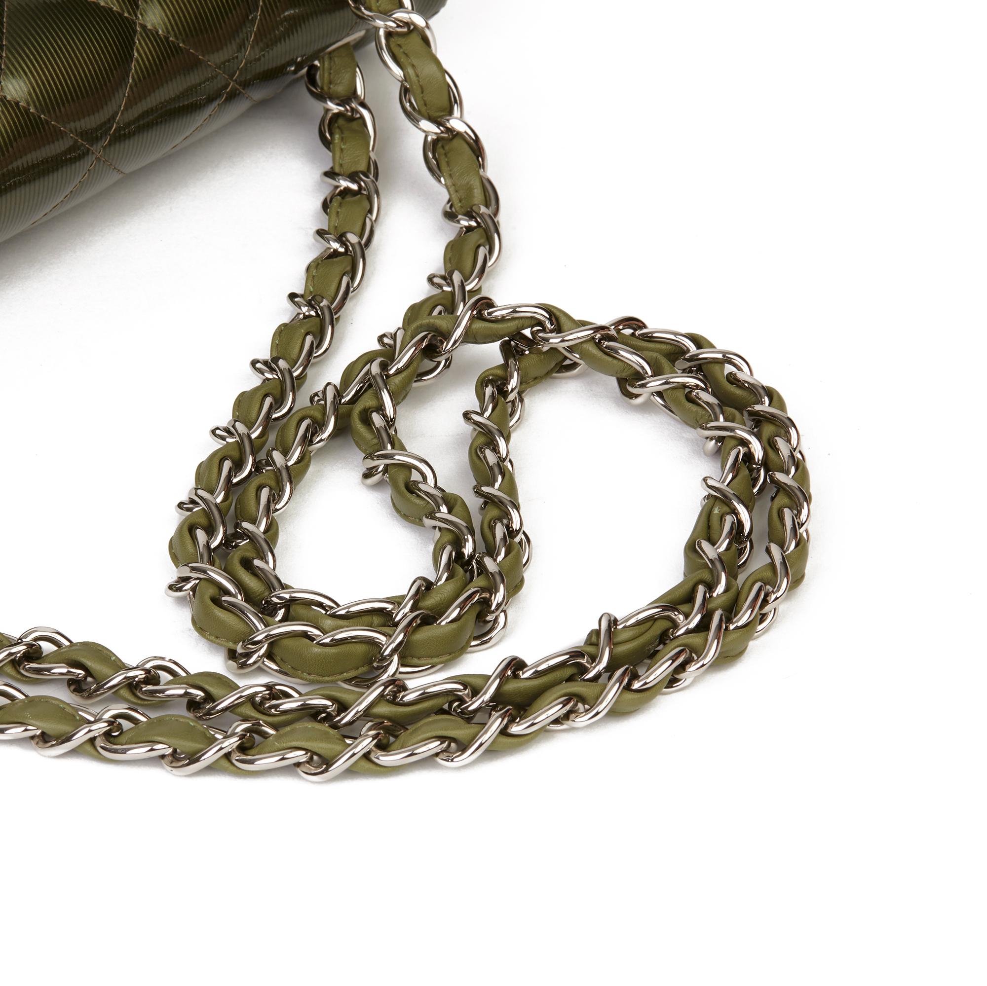 2013 Chanel Green  Patent Quilted Leather Jumbo Classic Double Flap Bag 2