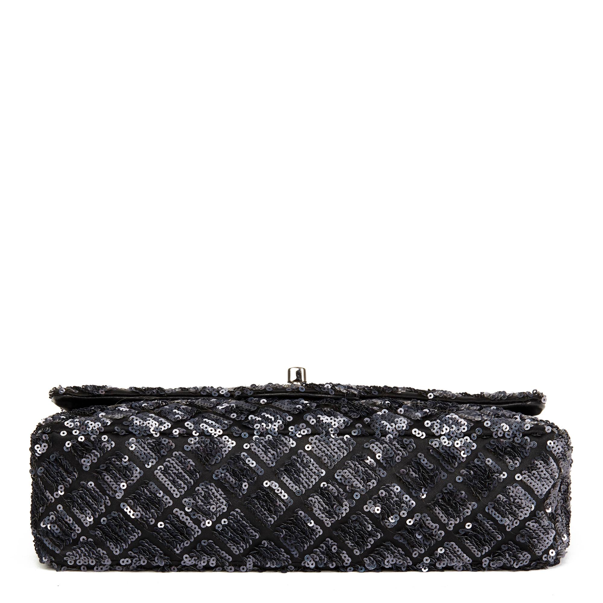 2013 Chanel Navy Sequin Embellished Classic Single Flap Bag 1