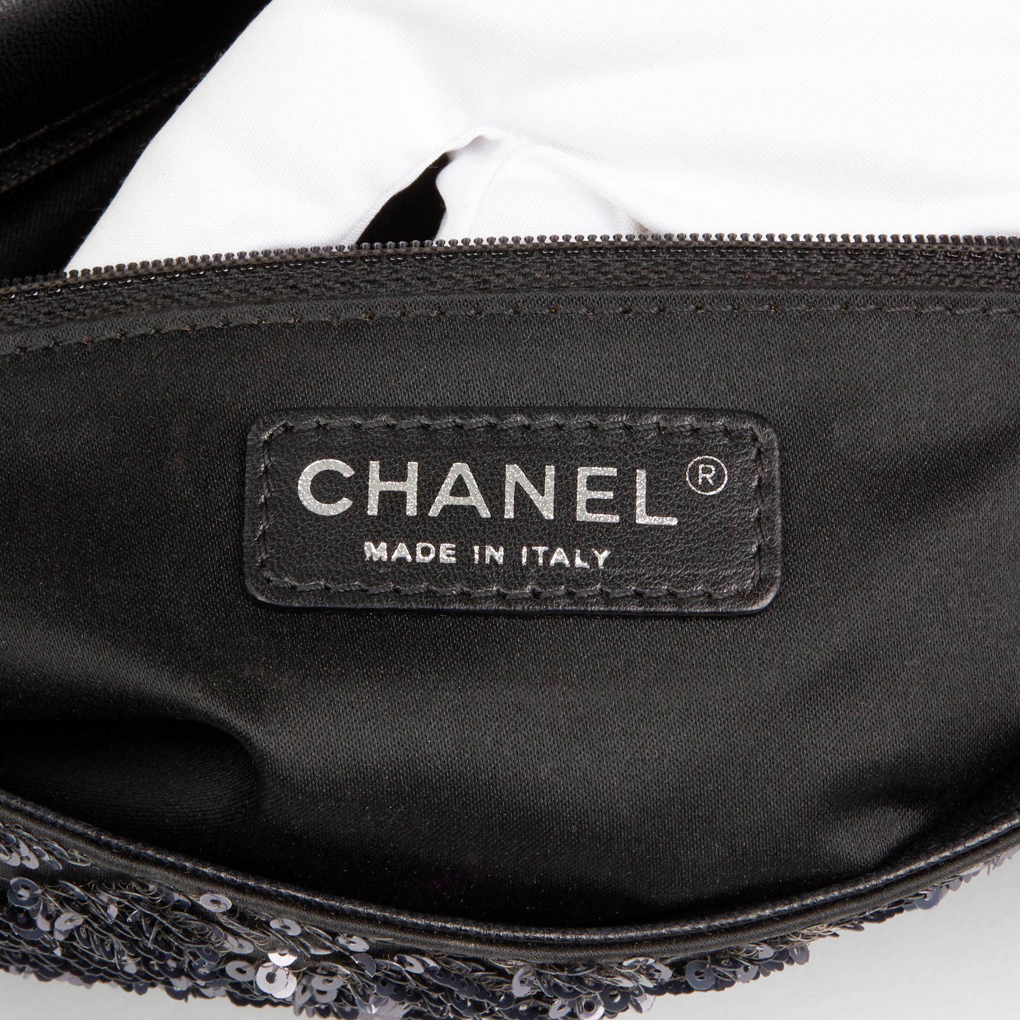 2013 Chanel Navy Sequin Embellished Classic Single Flap Bag 4