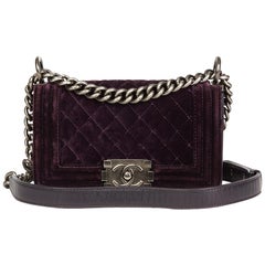 Used 2013 Chanel Purple Quilted Velvet Small Le Boy
