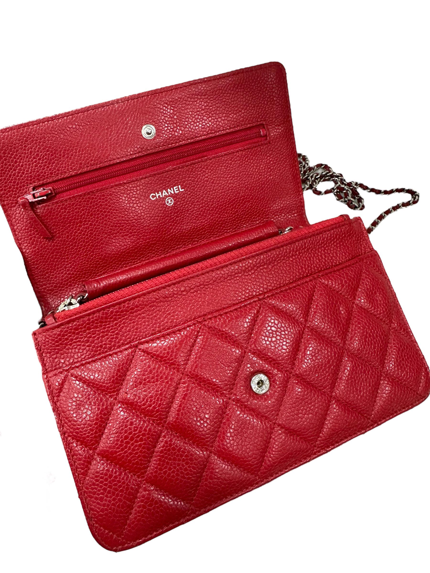 2013 Chanel Woc Caviar Red Crossbody Bag 6