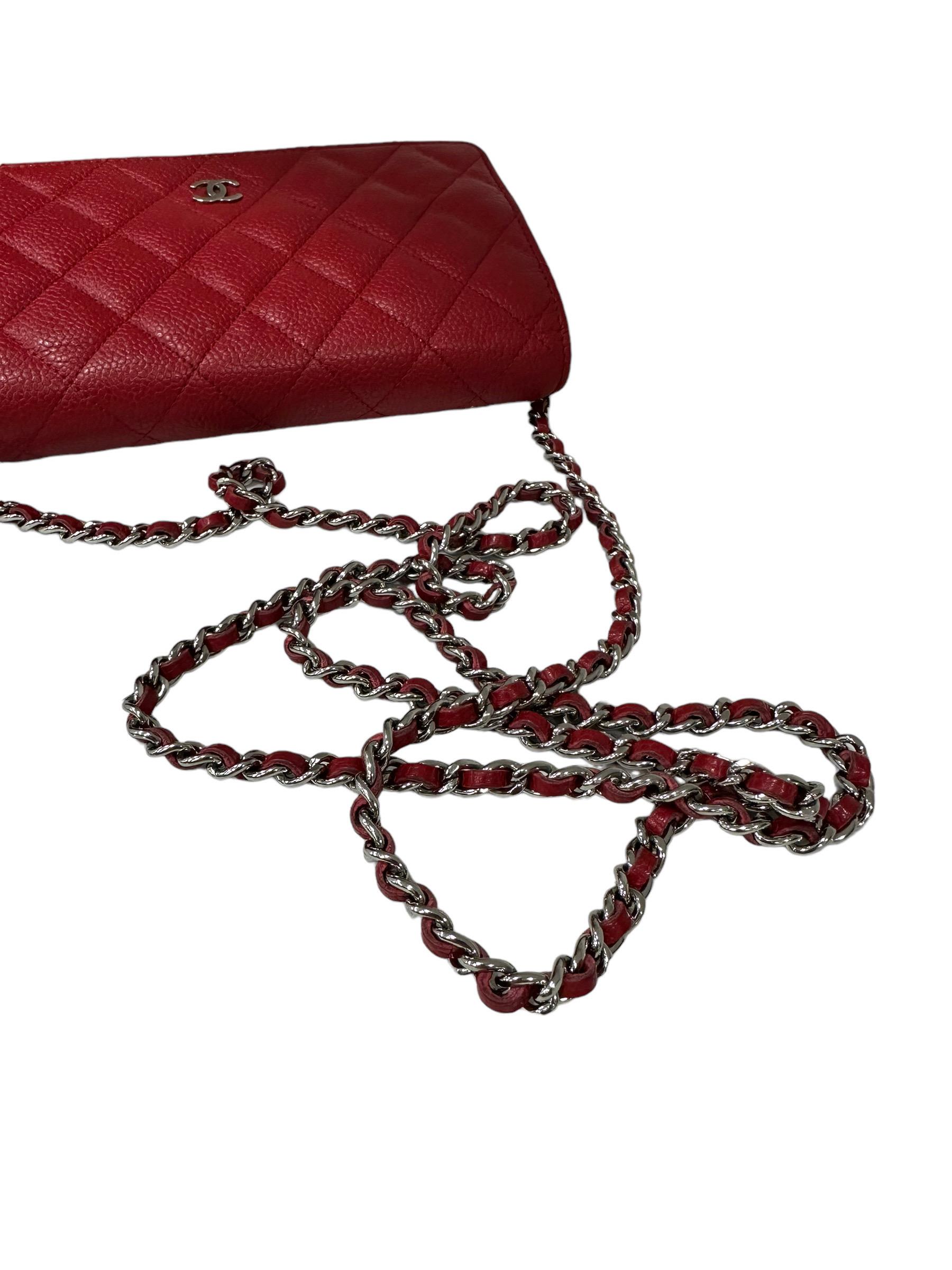 2013 Chanel Woc Caviar Red Crossbody Bag 7