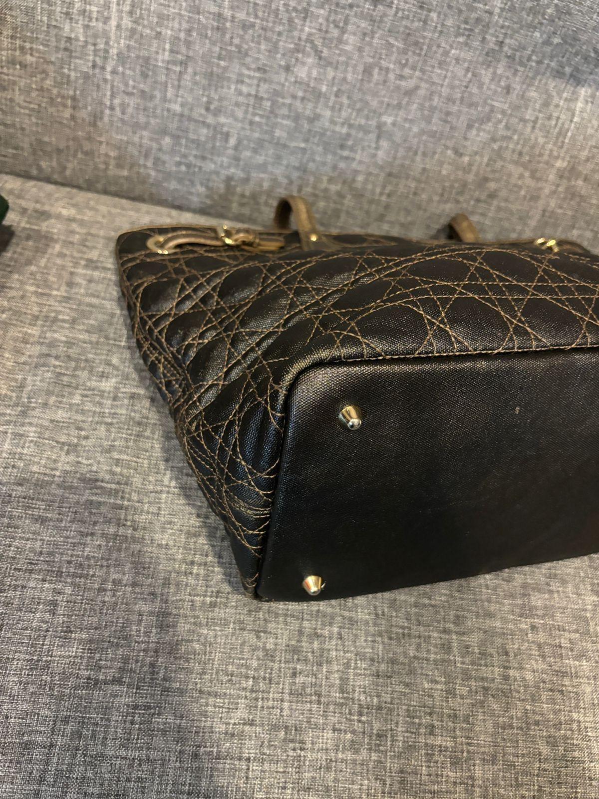 2013 Christian Dior Black Bronze Canvas Cannage Panarea Tote Bag In Good Condition In Jakarta, Daerah Khusus Ibukota Jakarta