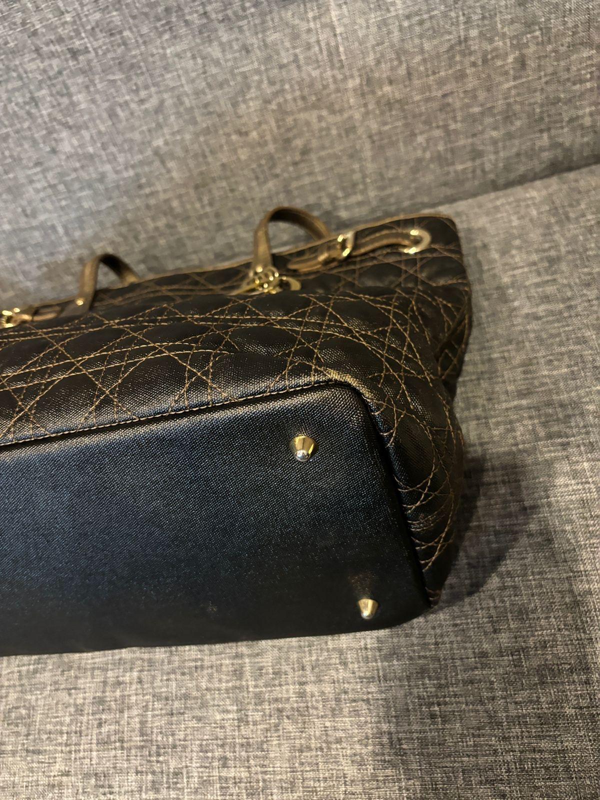 Women's or Men's 2013 Christian Dior Black Bronze Canvas Cannage Panarea Tote Bag
