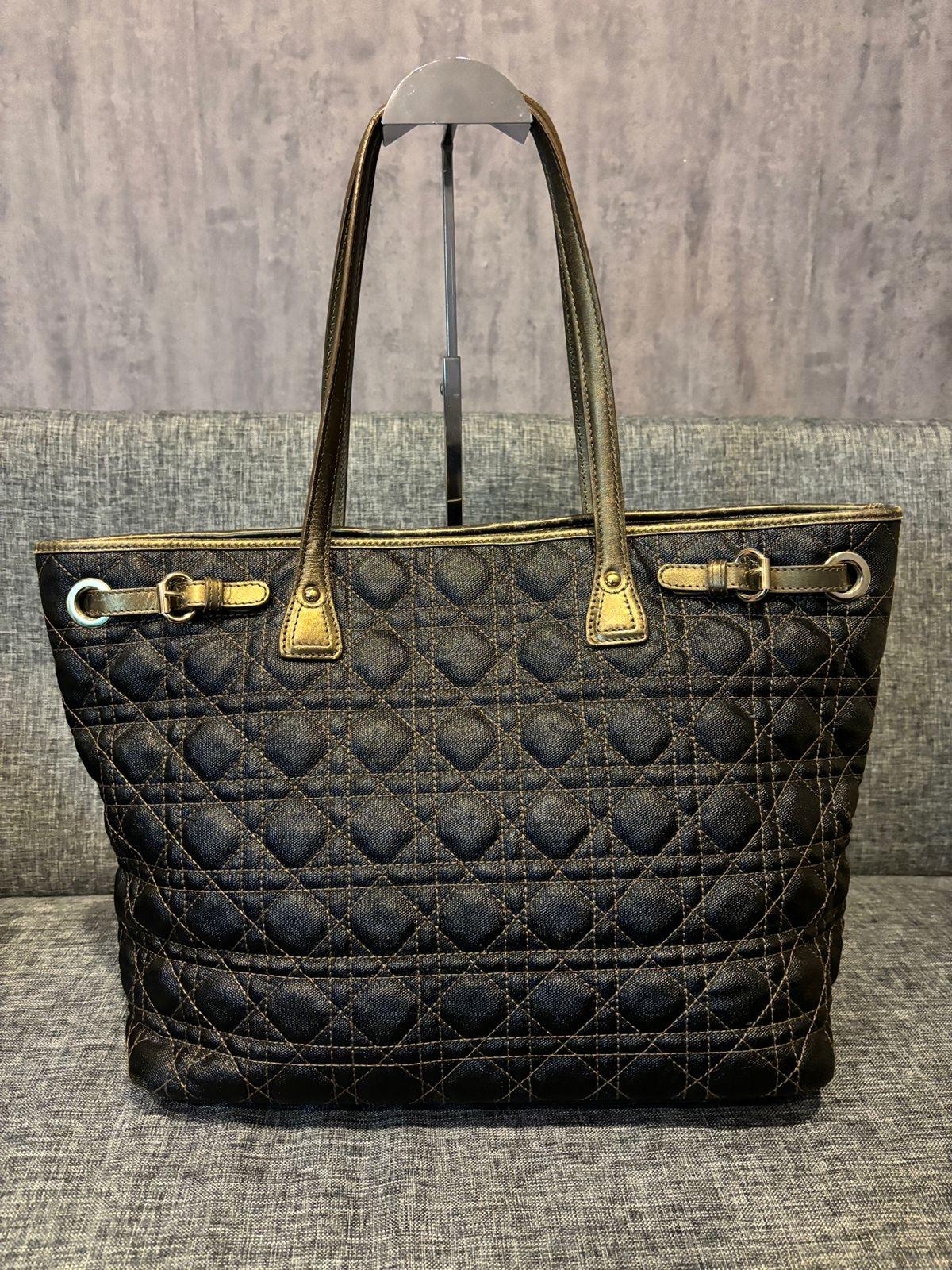 2013 Christian Dior Black Bronze Canvas Cannage Panarea Tote Bag 4