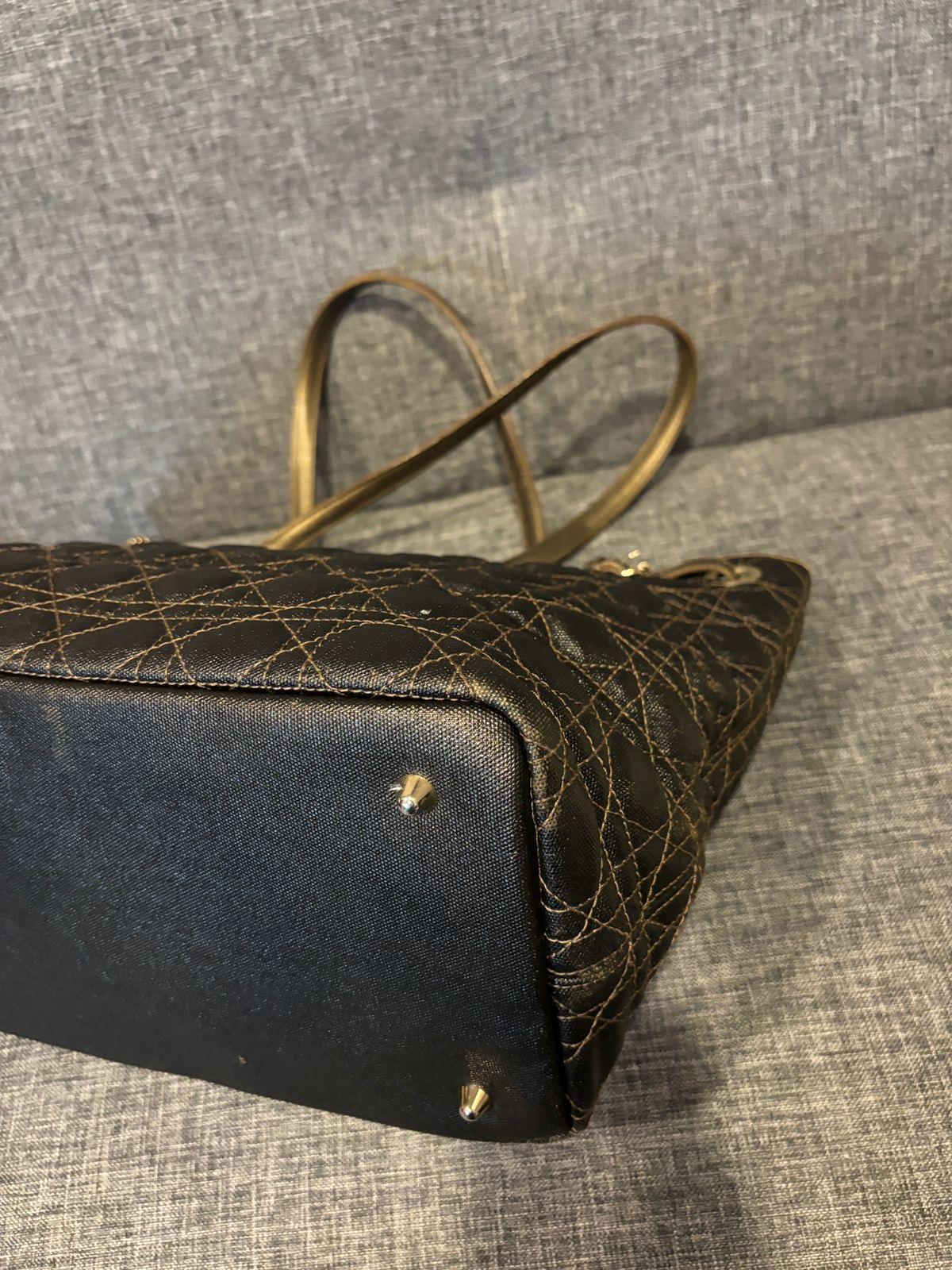 2013 Christian Dior Black Bronze Canvas Cannage Panarea Tote Bag 5