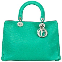 2013 Christian Dior Emerald Ostrich Leather Diorissimo MM