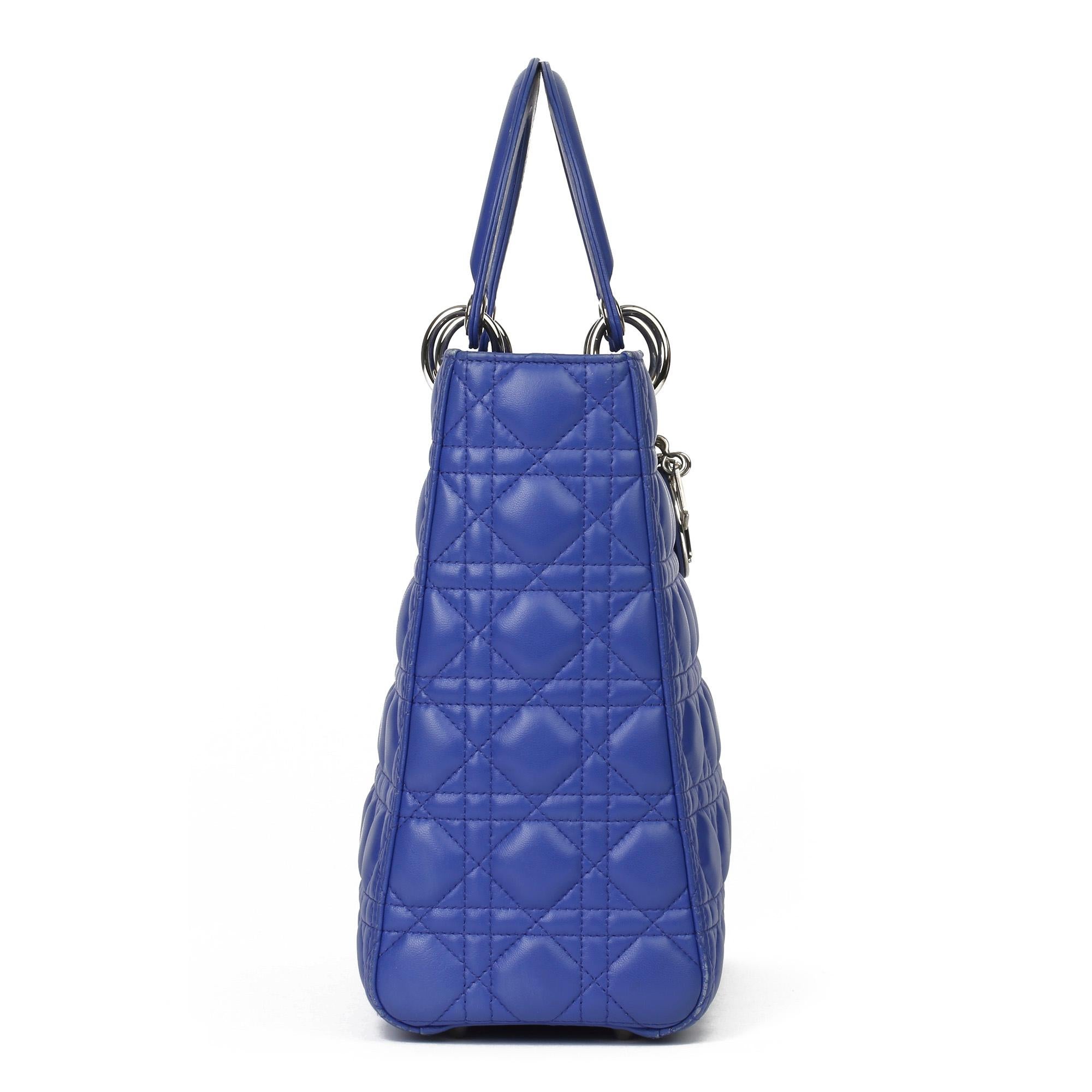 2013 Christian Dior Purple Quilted Lambskin Leather Lady Dior GM In Good Condition In Bishop's Stortford, Hertfordshire