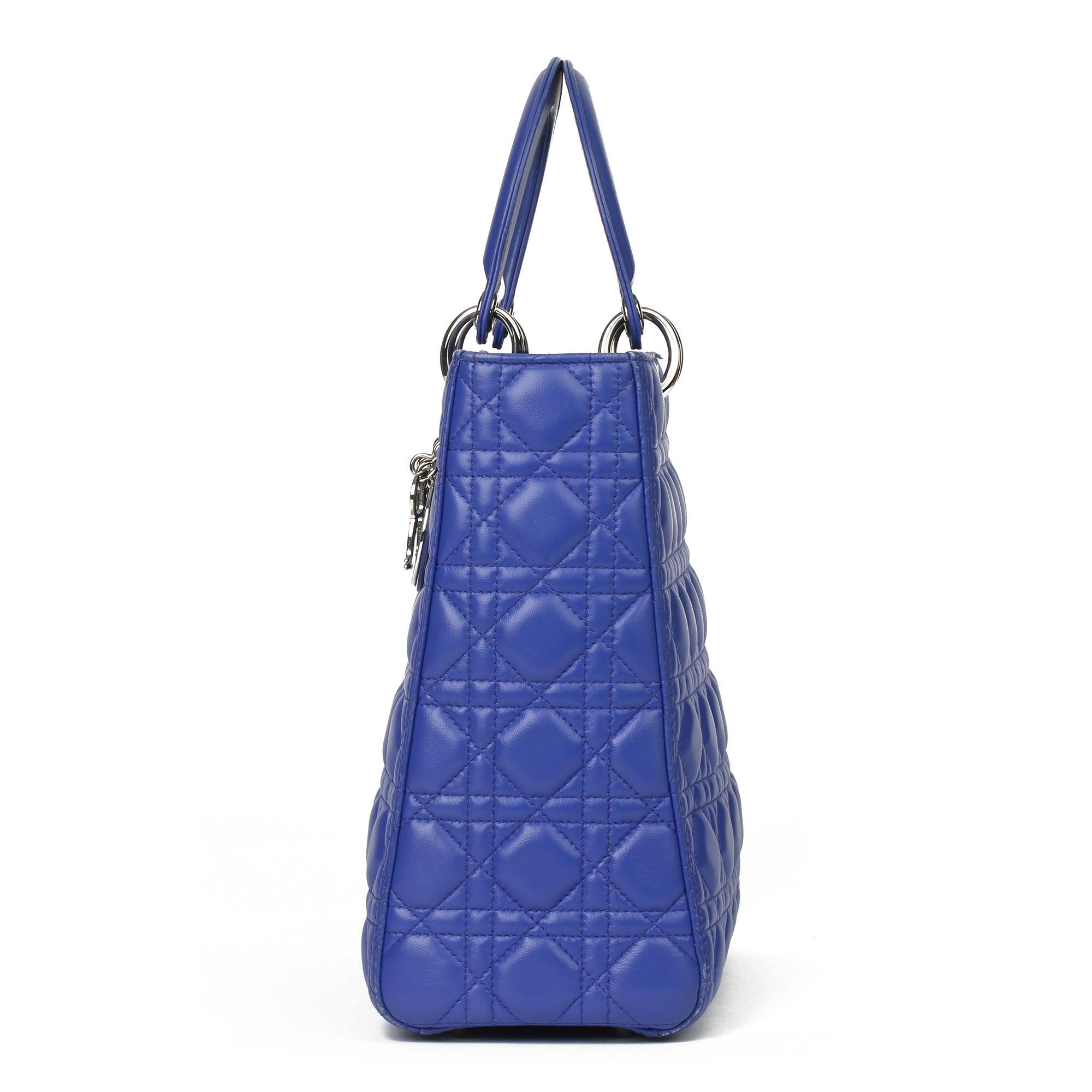 Women's 2013 Christian Dior Purple Quilted Lambskin Leather Lady Dior GM