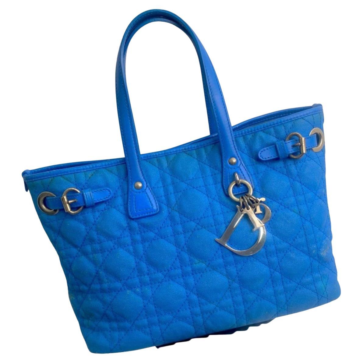 2013 Christian Dior Small Blue Hydra Panarea Canvas Tote