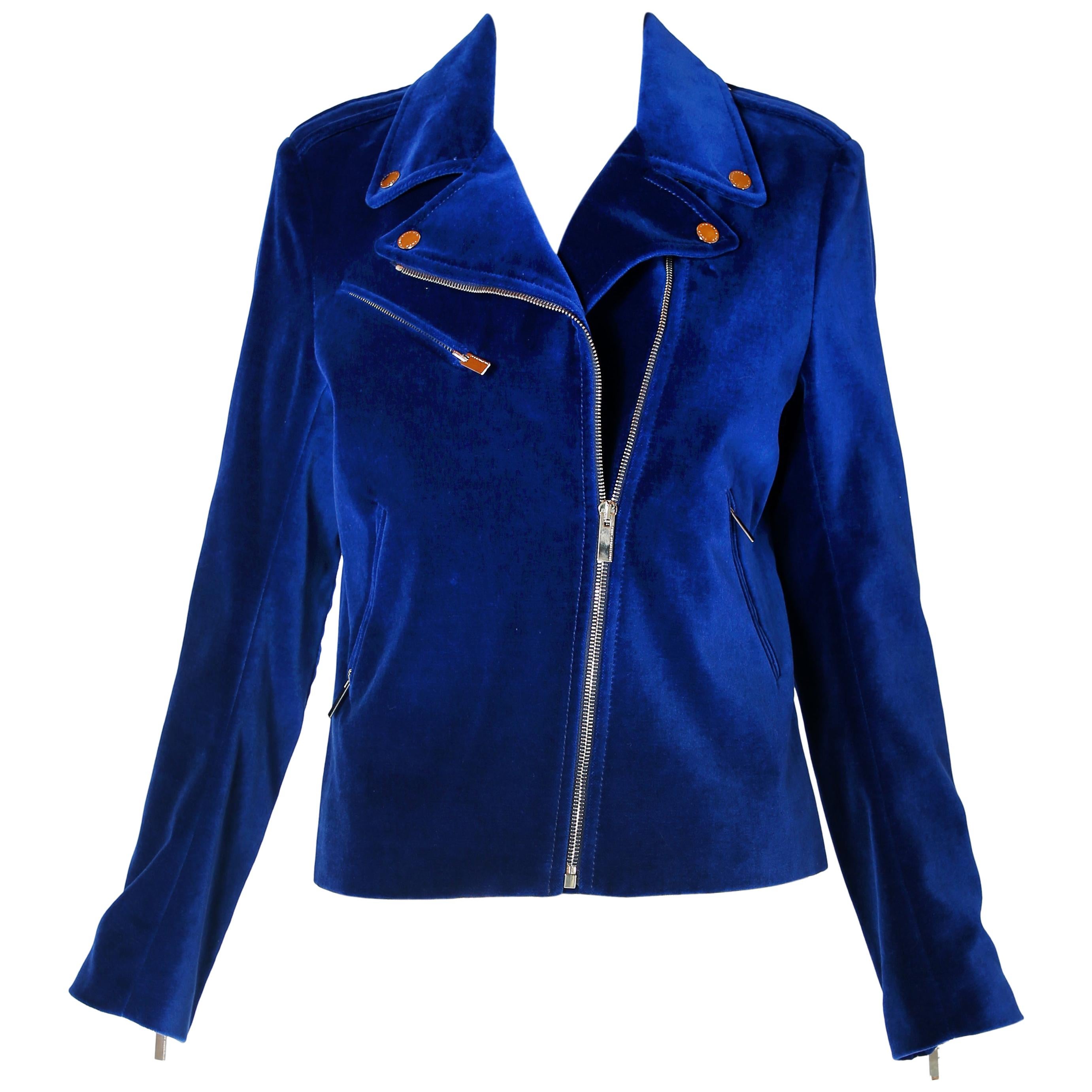 cobalt blue biker jacket