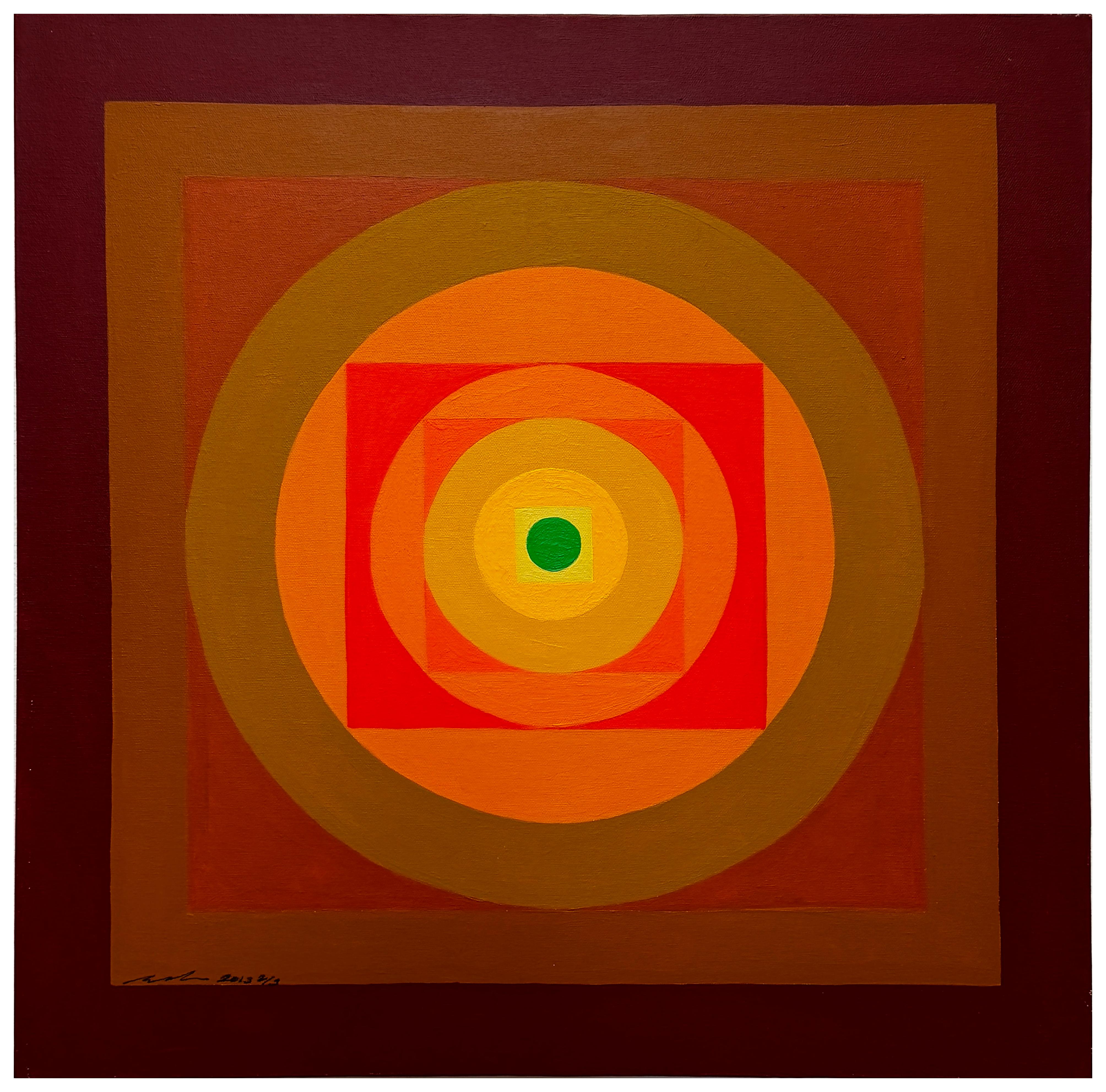 Moderne Tableaux triptyques géométriques colorés Op Art 2013 -Set of 3 en vente