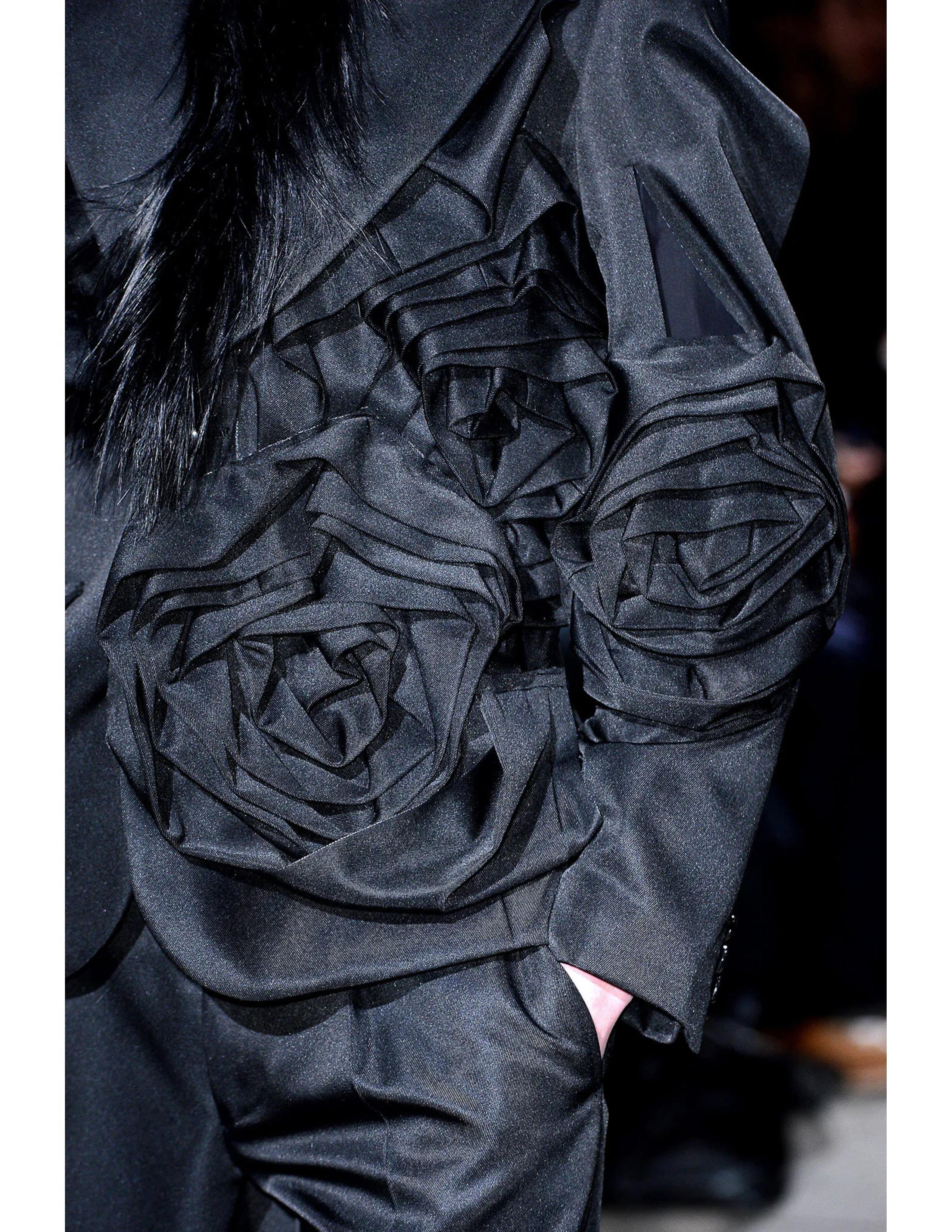 2013 COMME DES GARCONS black RUNWAY jacket with oversized rose motif 6