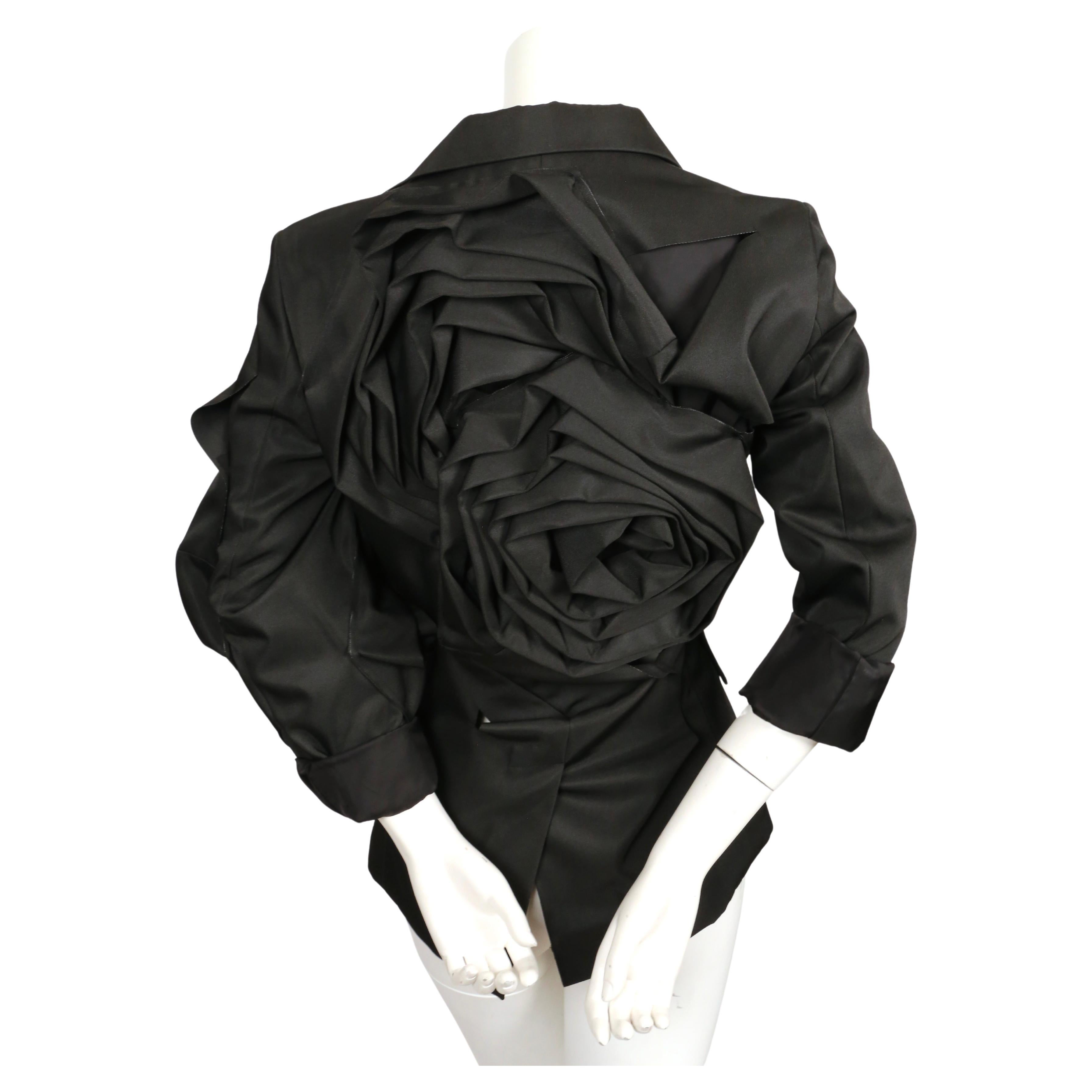 2013 COMME DES GARCONS black RUNWAY jacket with oversized rose motif 1