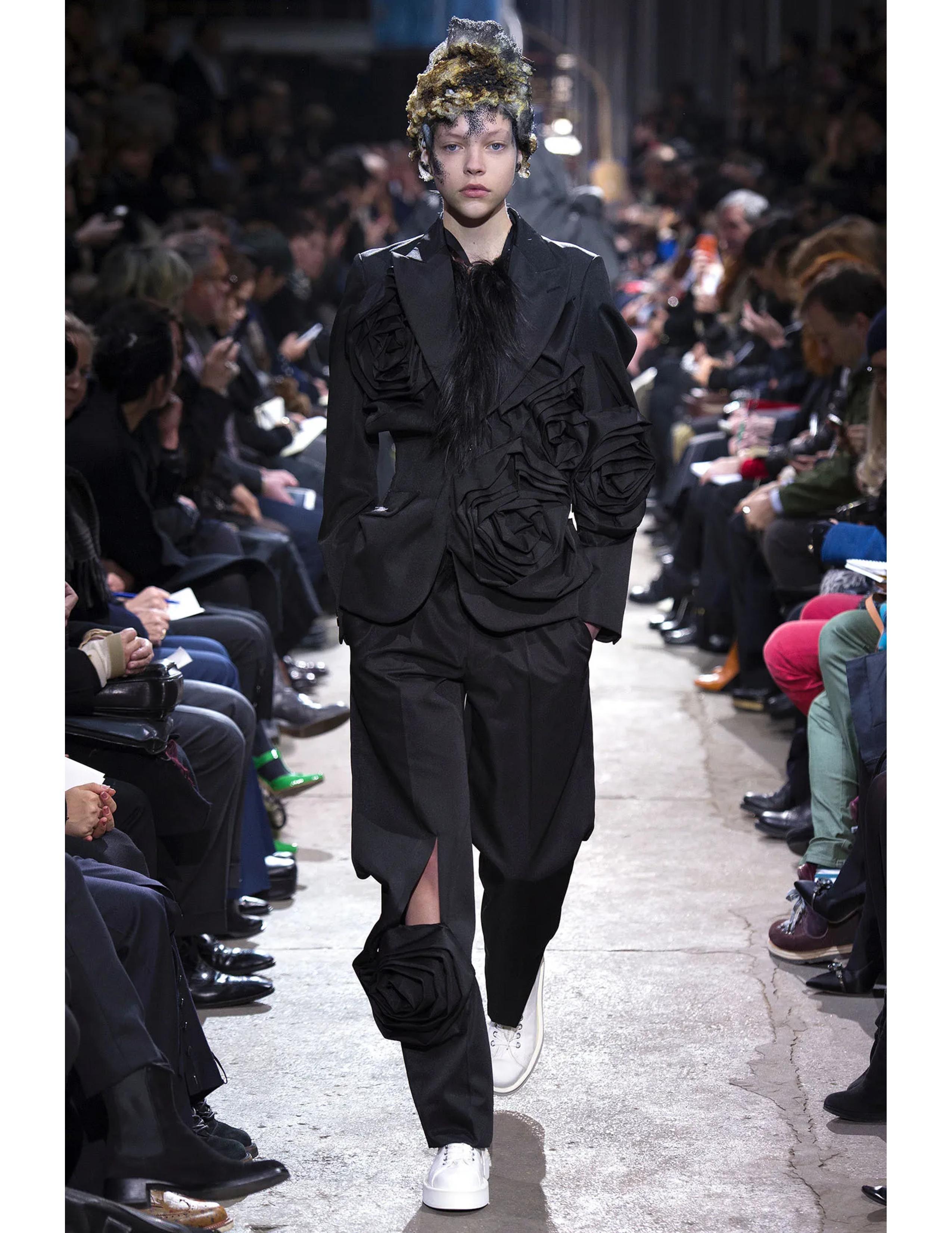 2013 COMME DES GARCONS black RUNWAY jacket with oversized rose motif 5