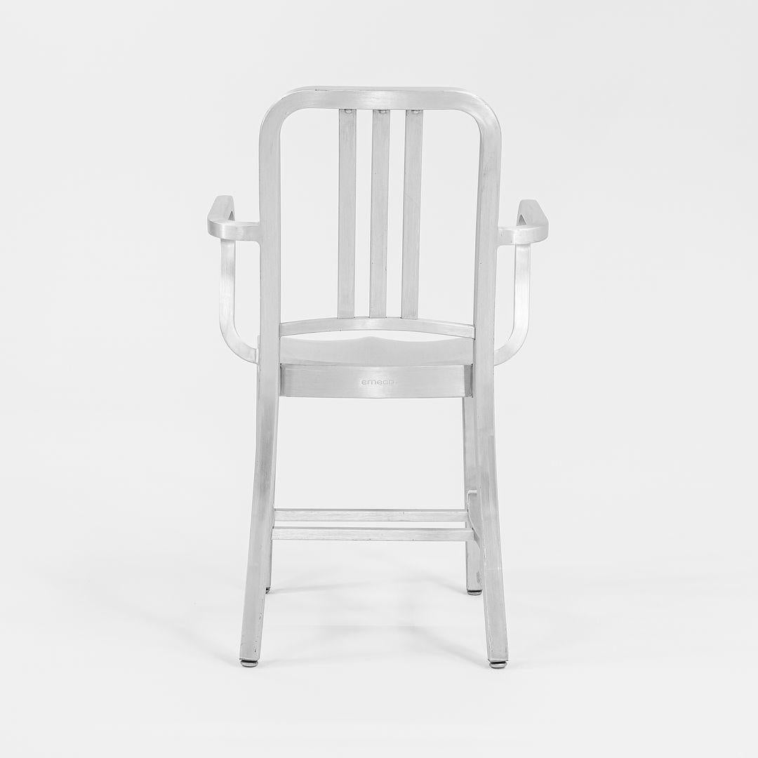 American 2013 Emeco Navy Dining Arm Chair in Brushed Aluminum, Model 1006-A For Sale