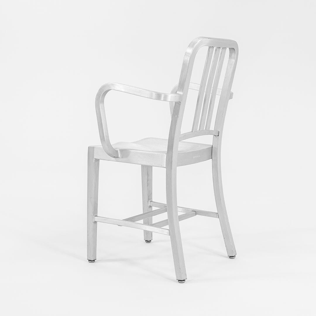 Contemporary 2013 Emeco Navy Dining Arm Chair in Brushed Aluminum, Model 1006-A For Sale
