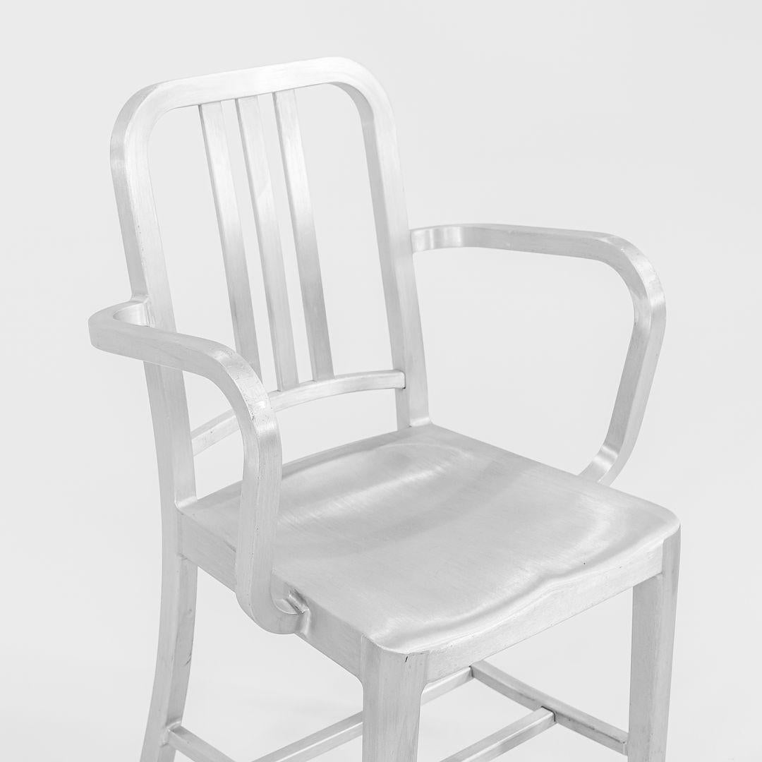 2013 Emeco Navy Dining Arm Chair in Brushed Aluminum, Model 1006-A For Sale 3