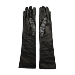 2013 Ermanno Scervino Black Leather Gloves with Crystal Embellishment Boxed
