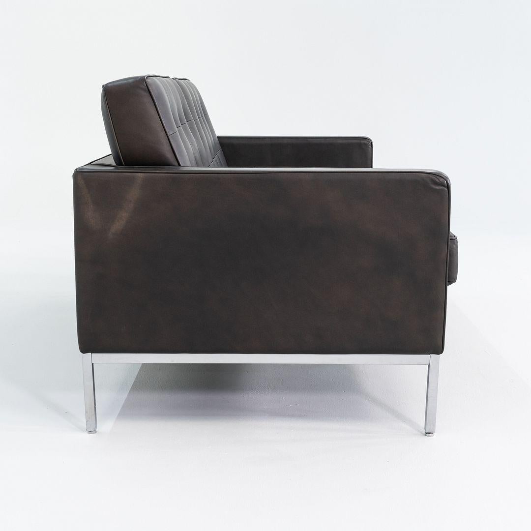 2013 Florence Knoll Two Seat Settee / Sofa in Black Leather and Chrome 5