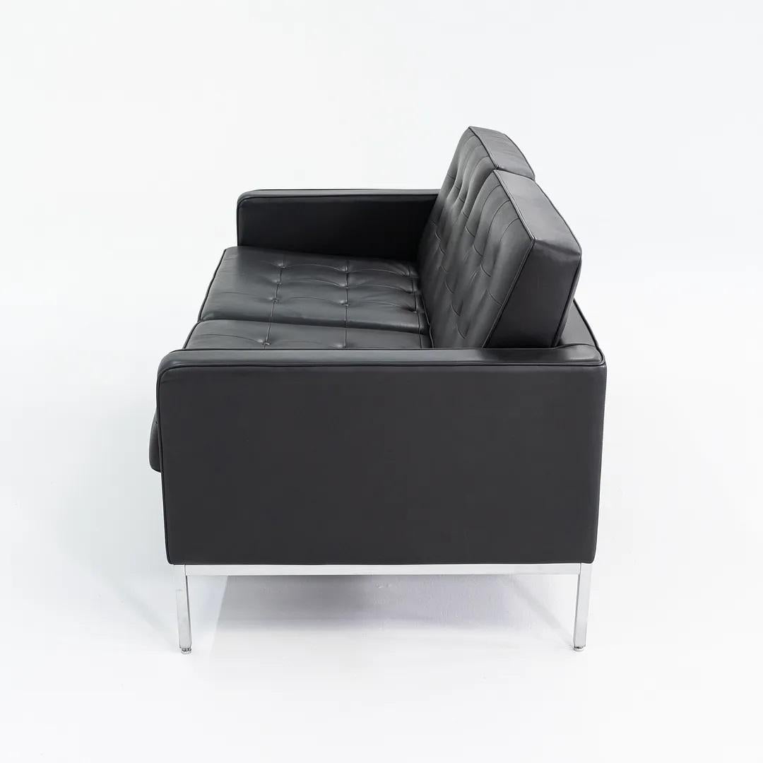 2013 Florence Knoll Two Seat Settee / Sofa in Black Leather and Chrome 6