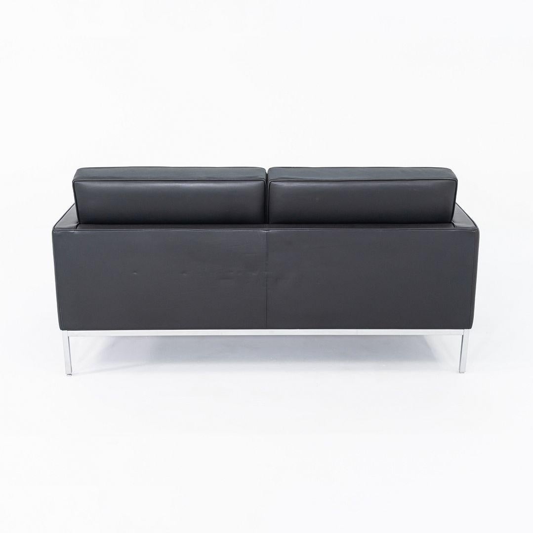 2013 Florence Knoll Two Seat Settee / Sofa in Black Leather and Chrome 1
