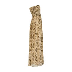 2013 Giambattista Valli Leopard Chiffon Strapless Maxi-Dress