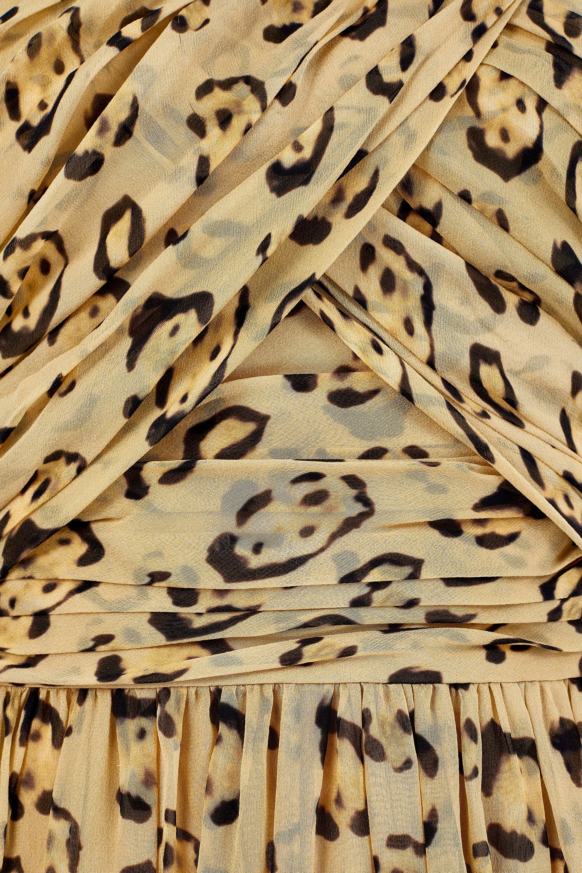 2013 Giambattista Valli Leopard Chiffon Strapless Maxi-Dress In Excellent Condition For Sale In London, GB