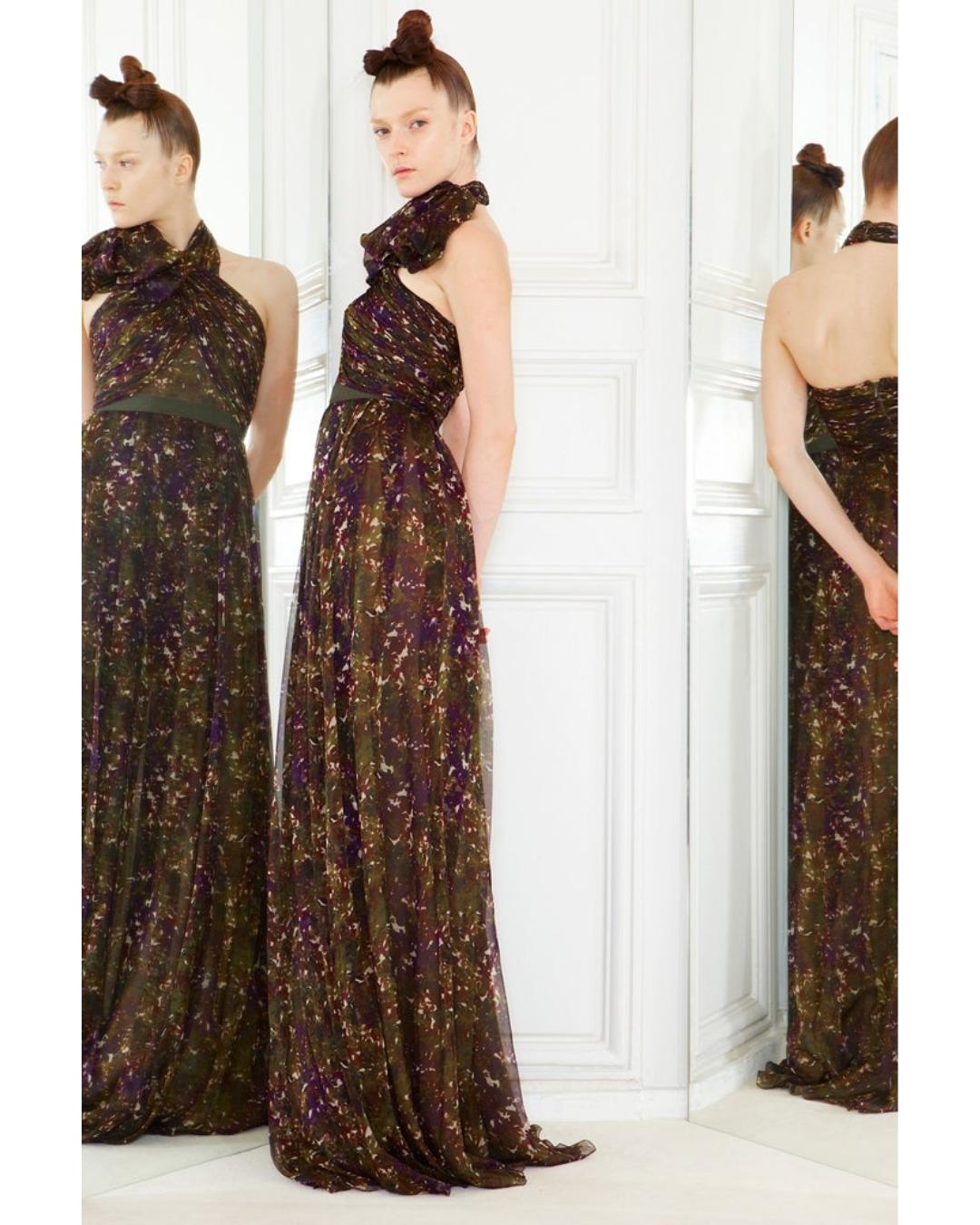 2013 Giambattista Valli Leopard Chiffon Strapless Maxi-Dress For Sale 2