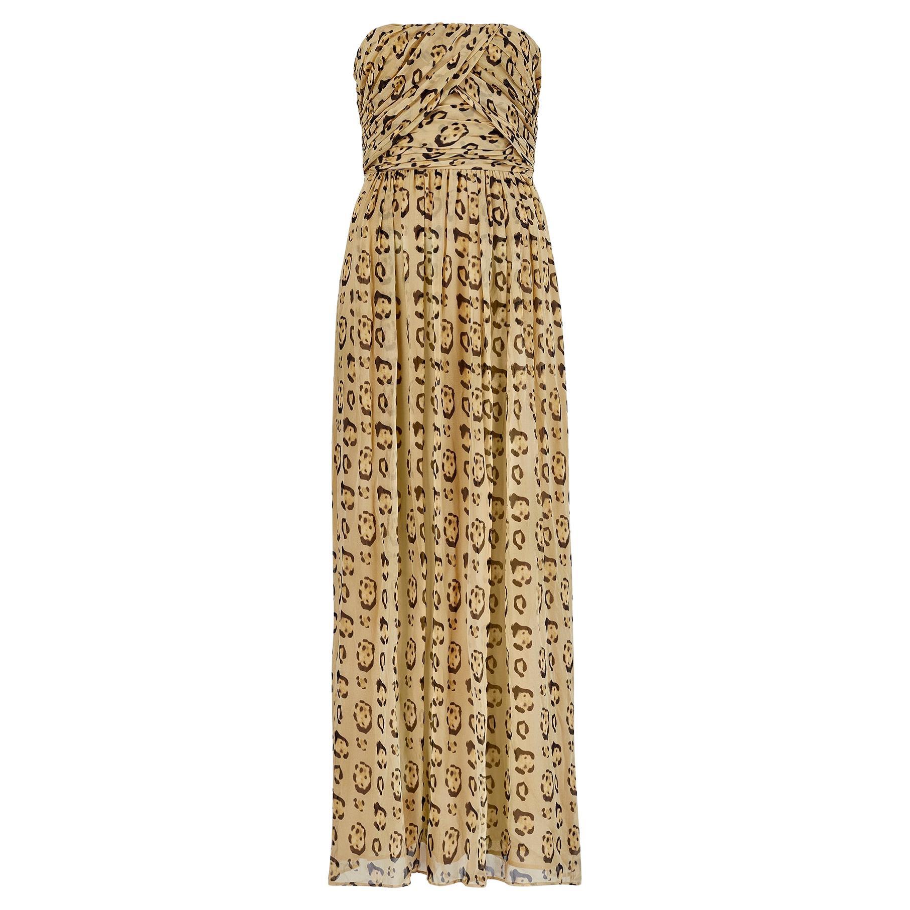 2013 Giambattista Valli Leopard Chiffon Strapless Maxi-Dress For Sale