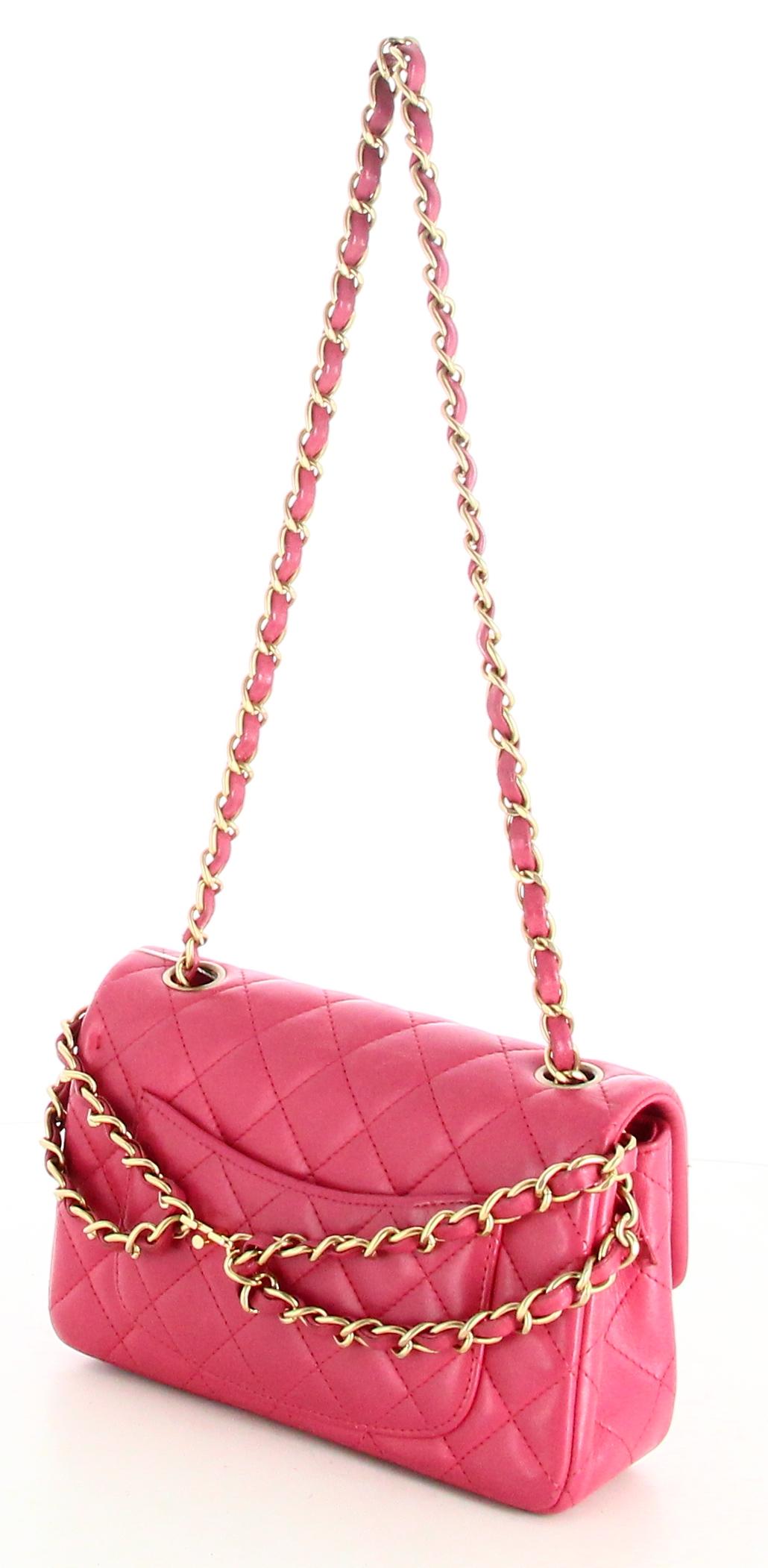 Women's 2013 Handbag Chanel mini Classic Flap Leather Lambskin Pink